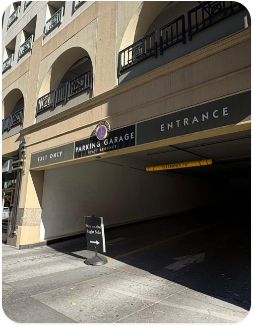 Parking garage entrance